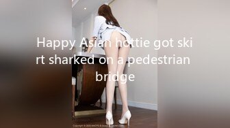 Happy Asian hottie got skirt sharked on a pedestrian bridge