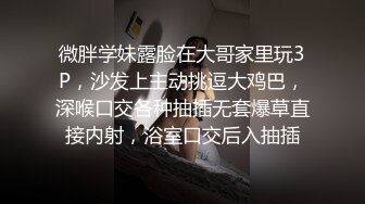 微胖学妹露脸在大哥家里玩3P，沙发上主动挑逗大鸡巴，深喉口交各种抽插无套爆草直接内射，浴室口交后入抽插